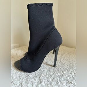 Ruthie Davis Black Open-Toe Stiletto Sock Boot